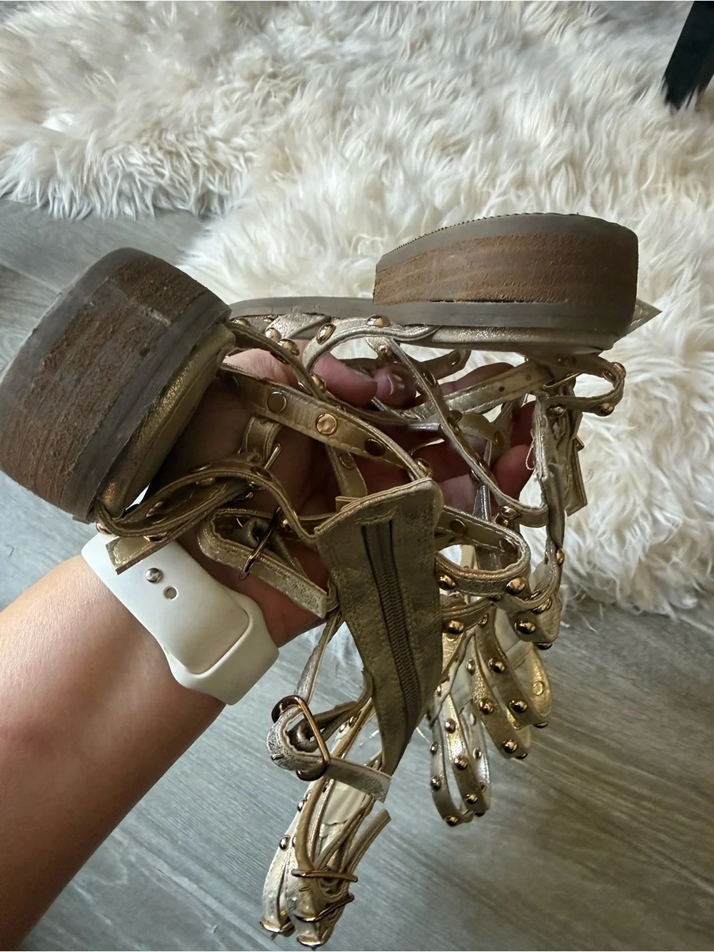 Joyfolie Girls Tan Knee-High Gladiator Sandals
